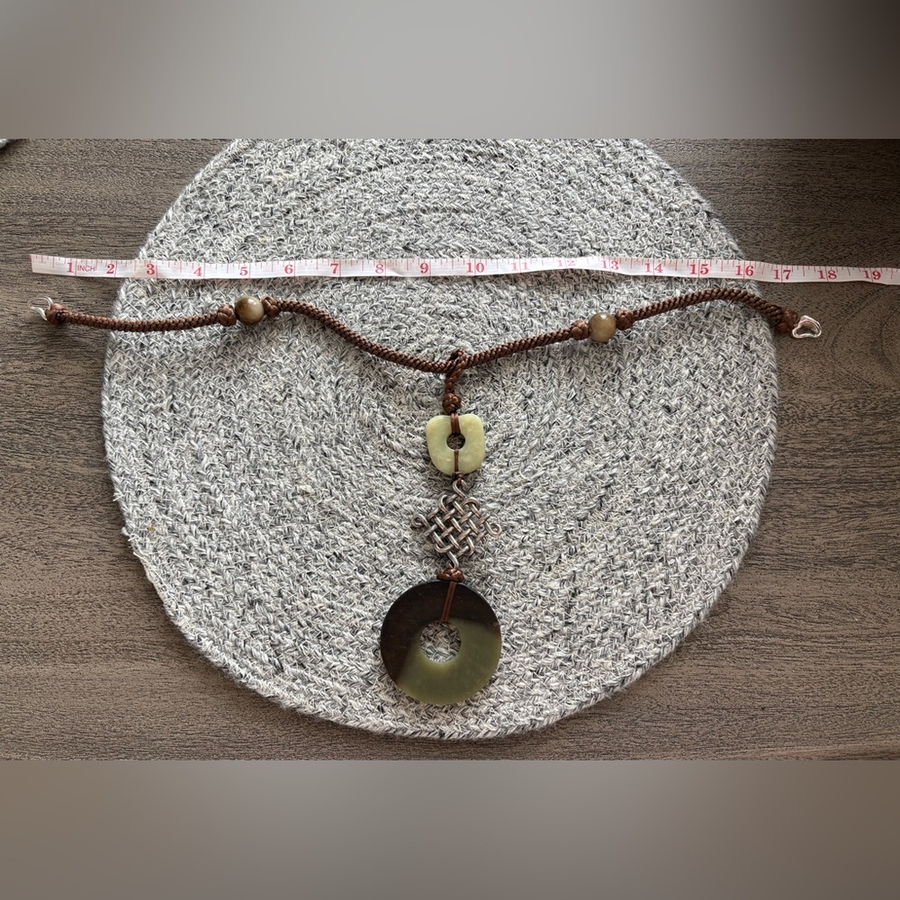 Contemporary Jade and Sterling Silver Pendant Necklace - Picture 4 of 6